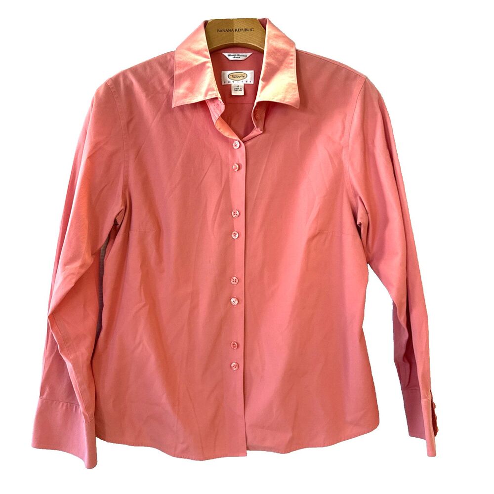 Talbots LS Women's Coral Button Collared Wrinkle Resistant Stretch Casual - 10P
